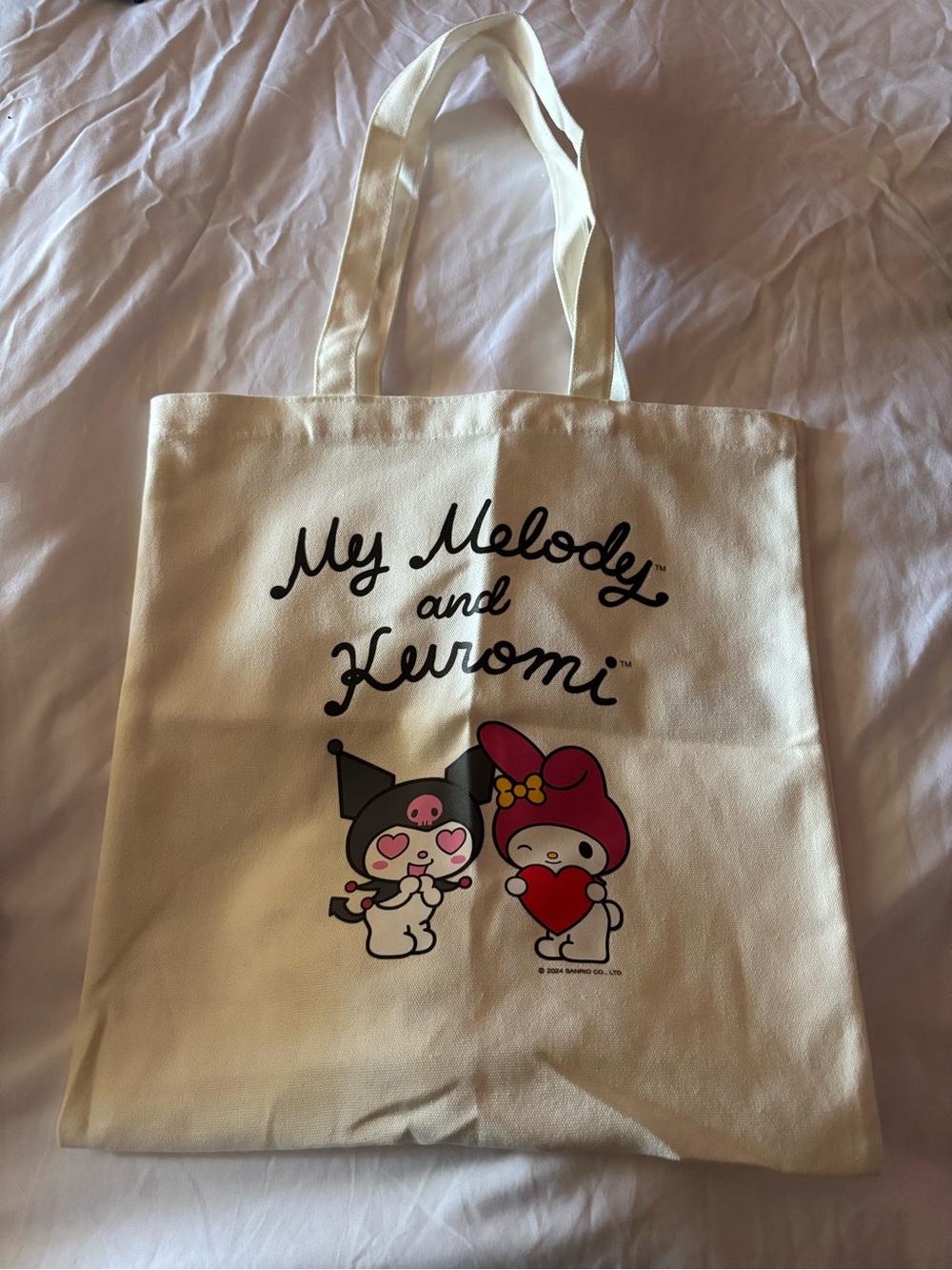 My Melody & Kuromi Cream Canvas Tote Bag